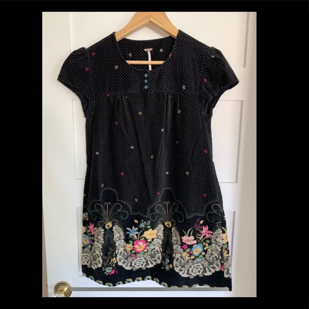 Free People Velvet Floral Dot mini dress size 6